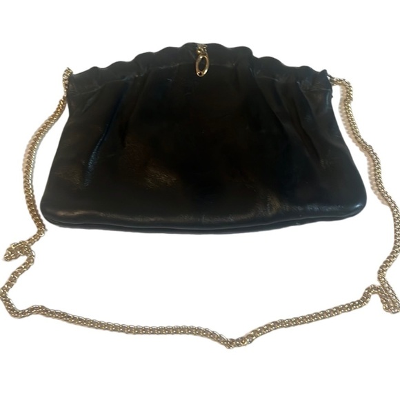 Norman Kaplan Las Vegas Shoulder Bag Gold Chain Clasp Strap Genuine Leather - Picture 1 of 10
